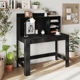  Računalni stol s gornjim ormarićem, uredski stol s utičnicama i upravljanjem kabelima, /stol, crni | shoptok.hr