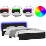  The Living Store Posteljni okvir z vzglavjem in LED črn 160x200 cm - Posteljni Okvir, (21523602) | Shoptok.si
