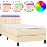  Box spring postelja z vzmetnico LED krem 90x200 cm blago, (20723328) | Shoptok.si