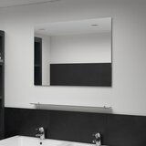 vidaXL Stensko ogledalo s polico 80x60 cm kaljeno steklo | Shoptok.si
