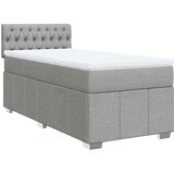vidaXL Box spring postelja z vzmetnico svetlo siv 100x200 cm blago | Shoptok.si