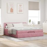  Otomanski krevet s madracem&LED ružičasti 180x200 cm baršunasti | shoptok.hr