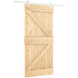 Klizna vrata 100 x 210 cm Masivna borovina Prirodna i bijela | shoptok.hr
