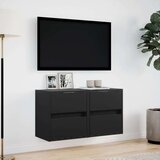 vidaXL Stenske TV omarice z LED lučkami 2 kosa črna 41x31x45 cm | Shoptok.si