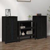 vidaXL Komoda 2 kosa črna 40x35x80 cm trdna borovina Cene