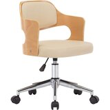 The Living Store Vrtljiv jedilni stol krem ukrivljen les in umetno usnje - Jedilni Stol, (21420222) | Shoptok.si