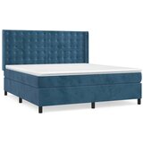vidaXL Box spring postelja z vzmetnico temno modra 160x200 cm žamet, (20902036) Cene