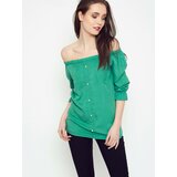 Yups Blouse with pearls revealing shoulders green cene