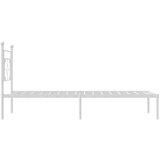 Metalni Kovinski posteljni okvir z vzglavjem bel 107x203 cm | Shoptok.si
