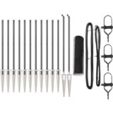 vidaXL šesterokotna ograja Siva 0.8x25 m Jeklo, Ograjne palice s konico 13 kos Ø32 mm 100 cm Pocinkano jeklo | Shoptok.si