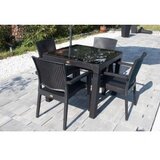  Bastenski set zeugma 4 stolice i sto sa staklom 90x90 crna Cene