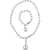 Urban Classics Accessoires Y Chain Peace Pendant Necklace And Bracelet silver | shoptok.hr