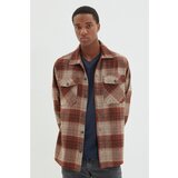 Trendyol tile men's oversize shirt collar double flap pockets lumberjack plaid shirt Cene