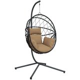 vidaXL Viseči stol jajček s stojalom taupe ratan in jeklo | Shoptok.si