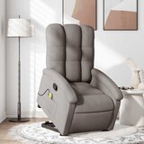  Masažni naslonjač na podizanje od tkanine smeđesivi | shoptok.hr