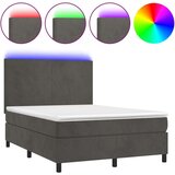  Box spring postelja z vzmetnico LED temno siva 140x190 cm žamet, (20789637) | Shoptok.si