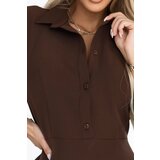 Numoco 286-9 SANDY Flared shirt dress with belt - chocolate | Shoptok.si