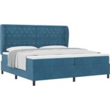  Visoka postelja z vzmetnico temno modra 200x200 cm žamet, (22050119) | Shoptok.si