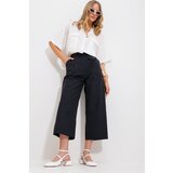 Trend Alaçatı Stili women's black double pocket palazzo woven trousers