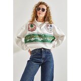 Bianco Lucci ženski duks 40991034, zip kragna, belo-zeleni Cene