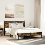 vidaXL Kovinski posteljni okvir brez vzmetnice dimljen hrast 150x200cm Cene