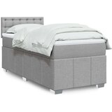 vidaXL Box spring postelja z vzmetnico svetlo siva 90x200 cm blago | Shoptok.si