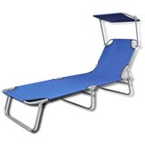 vidaXL Zložljiv ležalnik s streho jeklo in blago moder, (20663196) | Shoptok.si