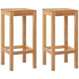 vidaXL Barska stolica 2 kom. Prirodna Čvrsto teak drvo - 2 bez naslona za leđa | shoptok.hr