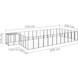 vidaXL pasji boks črn 22,99 m² jeklo | Shoptok.si