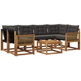 vidaXL Zunanja garnitura za sedenje z blazino 7 pcs Naravna in črna, (5000271655) | Shoptok.si
