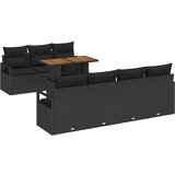 vidaXL 8-delni set vrtnih sof z blazinami Črna poli ratan akacija, 2-sedežna vrtna sofa z blazinami Črna poli ratan | Shoptok.si
