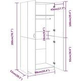  Garderobna omara rjavi hrast 90x52x200 cm konstruiran les, (20705962) | Shoptok.si
