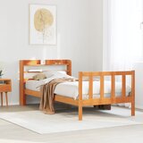 Maison Chic Posteljni okvir - Enojna postelja - Postelja za odrasle z vzglavjem voščeno rjava 75x190 cm borovina, (21695510) | Shoptok.si