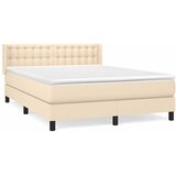  Krevet s oprugama i madracem krem 140x200 cm od tkanine | shoptok.hr