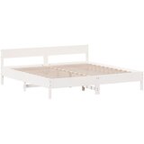 vidaXL Posteljni okvir z vzglavjem bel 200x200 cm trdna borovina, (21142757) | Shoptok.si