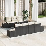 vidaXL 8-dijelni vrtni sofa set s jastučićima crni poli ratan akacija Cijene