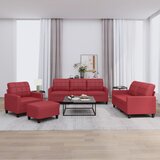  The Living Store Sedežna garnitura 4-delna z blazinami vinsko rdeče umetno usnje - Sedežna Garnitura, (21445333) | Shoptok.si