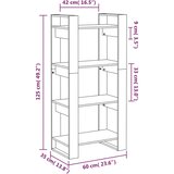 Ormarić za knjige / pregrada sivi 60x35x125 cm masivno drvo | shoptok.hr
