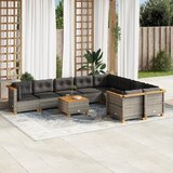 Maison Chic Seti vrtnega pohištva - Vrtna garnitura - Vrtni pohištvo set 10-delna z blazinami siv poli ratan, (21812134) | Shoptok.si