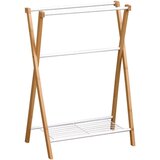 Tendance SAMOSTOJEĆI DRŽAČ RUČNIKA SA 3 PREČKE I 1 POLICOM, BIJELI/BAMBOO | shoptok.hr