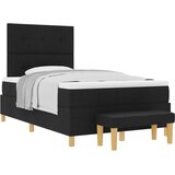 vidaXL Box Spring postelja z vzmetnico in klopjo Črna 120x200 cm Tkanina, (22049526) Cene
