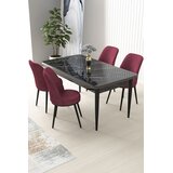 Hanah home Set Trpezarijski sto i 4 stolice Nile, bordo-crna Cijene