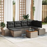 vidaXL set vrtnih sofa s jastučićima od 7 dijelova sivi poli ratan akacija Cijene