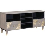 vidaXL TV omarica Siva in zlata 100 x 33.5 x 46 cm Trden mangov les Cene