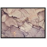  Slika - Watercolour abstraction - powder pink marble with gold accents 120x80 U crnom drvenom okviru | shoptok.hr