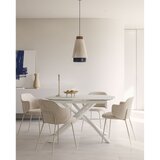 Kave Home Bijeli proširiv blagovaonski stol sa staklenom pločom stola 100x130 cm Yodalia – | shoptok.hr
