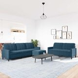  3-dijelni set sofa s jastucima plavi baršunasti | shoptok.hr