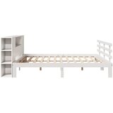  Krevet s regalom z knjige bez madraca bijeli 200x200cm borovina | shoptok.hr