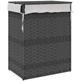  Košara za rublje s poklopcem siva 46 x 33 x 60 cm od poliratana | Eponuda.com