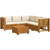  Set vanjskih sofa s jastukom 6 Komad Smeđa Čvrsto drvo akacije | Eponuda.com